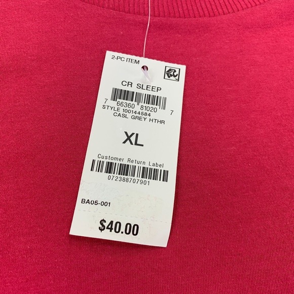 Club Room Mens Solid Short Sleeve Pocket Crewneck Pajama T-Shirt Pink XL - Picture 2 of 4